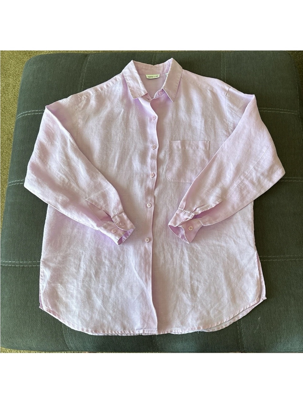 TOTO N KO Man’s 100% Linen Pink Shirt button down long sleeves M